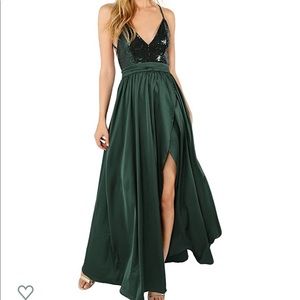 Women’s Green Maxi split side front Dress